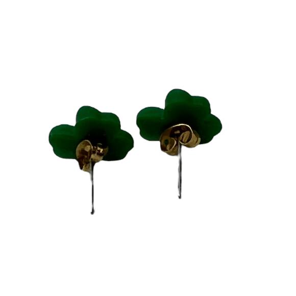 Green Shamrock Stud Earrings St Patrick's Day Clover Irish Lucky Small 0.5" - Picture 5 of 7